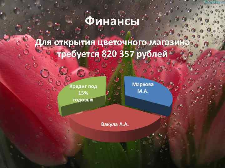 Финансы Для открытия цветочного магазина требуется 820 357 рублей 