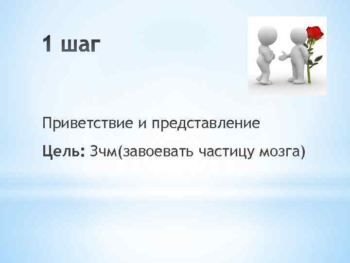 Приветствие и представление Цель: Зчм(завоевать частицу мозга) 