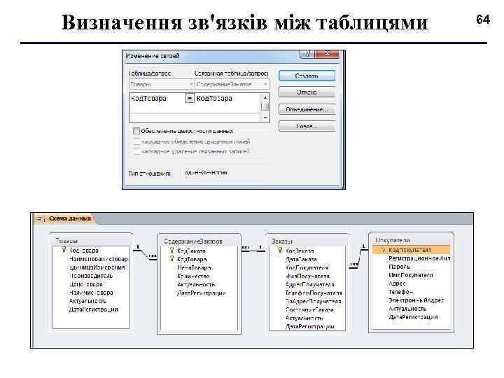 Визначення зв'язків між таблицями 64 