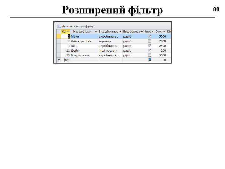 Розширений фільтр 80 