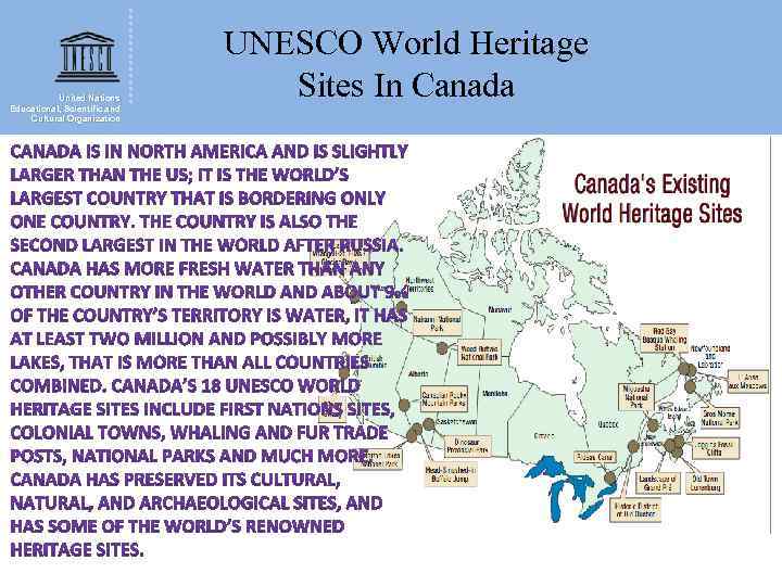 United Nations Educational, Scientific and Cultural Organization UNESCO World Heritage Sites In Canada 