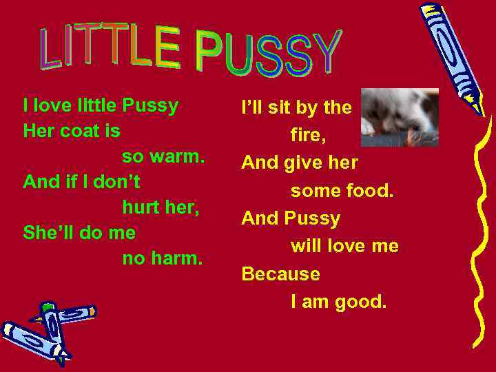 I love little Pussy Her coat is so warm. And if I don’t hurt