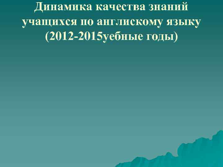 Динамика качества знаний учащихся по англискому языку (2012 -2015 уебные годы) 