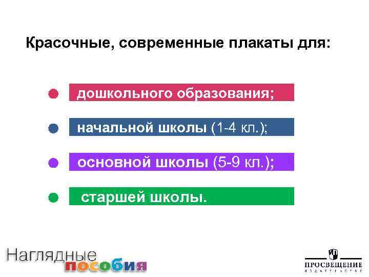 Красочные, современные плакаты для: дошкольного образования; начальной школы (1 -4 кл. ); основной школы