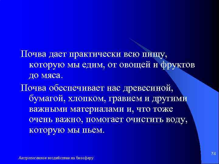 Почва дает практически всю пищу, которую мы едим, от овощей и фруктов до мяса.