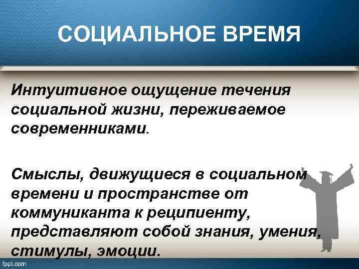 СОЦИАЛЬНОЕ ВРЕМЯ Интуитивное ощущение течения социальной жизни, переживаемое современниками. Смыслы, движущиеся в социальном времени