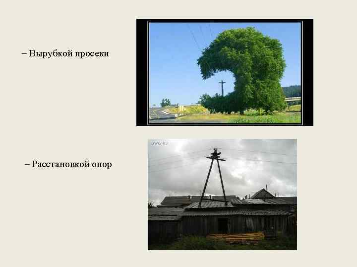 – Вырубкой просеки – Расстановкой опор 