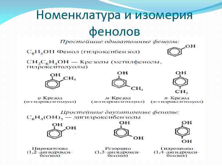 Виды изомерии фенолов