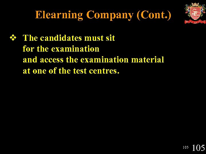 Elearning Company (Cont. ) v The candidates must sit for the examination and access