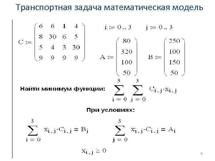 Транспортная задача перебор опорных планов поставок