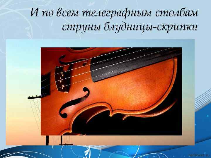 И по всем телеграфным столбам струны блудницы-скрипки 