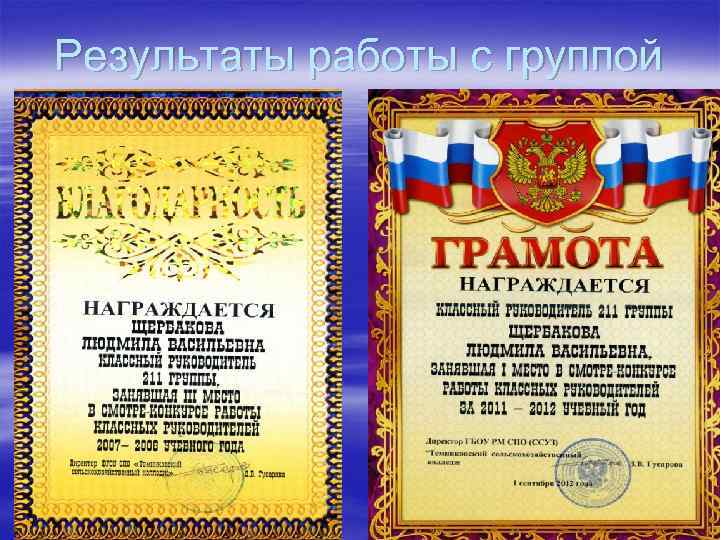 Результаты работы с группой 