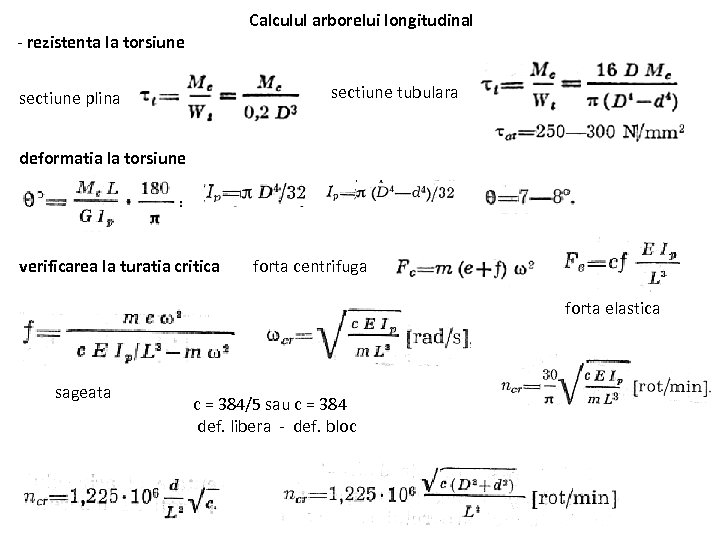 Calculul arborelui longitudinal - rezistenta la torsiune sectiune tubulara sectiune plina deformatia la torsiune