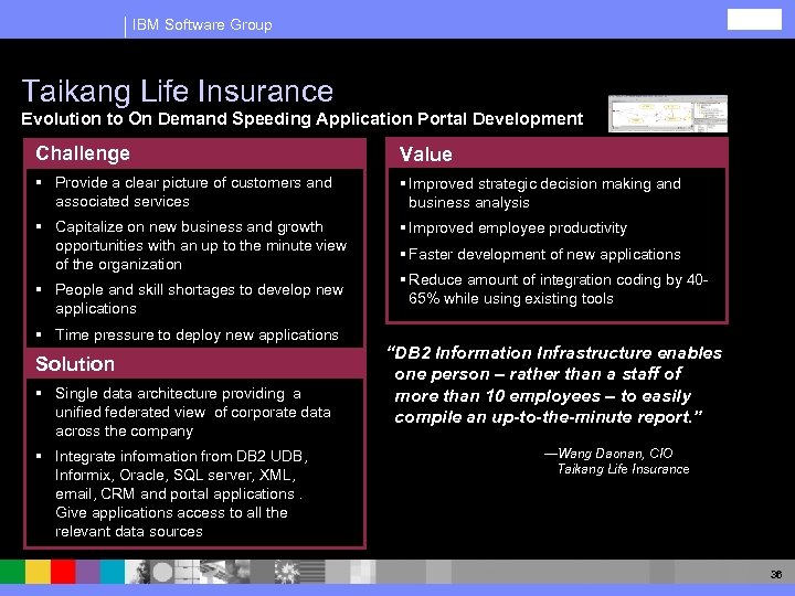 IBM Software Group Taikang Life Insurance Evolution to On Demand Speeding Application Portal Development
