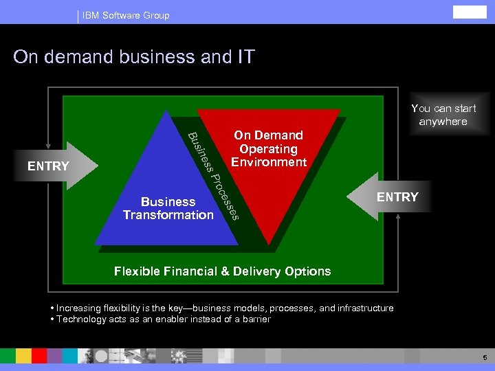 IBM Software Group On demand business and IT You can start anywhere ENTRY ess