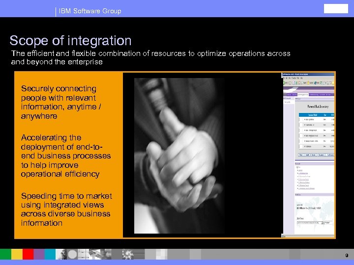 IBM Software Group Scope of integration The efficient and flexible combination of resources to