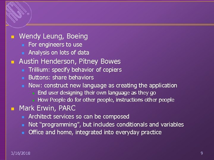 n Wendy Leung, Boeing n n n For engineers to use Analysis on lots