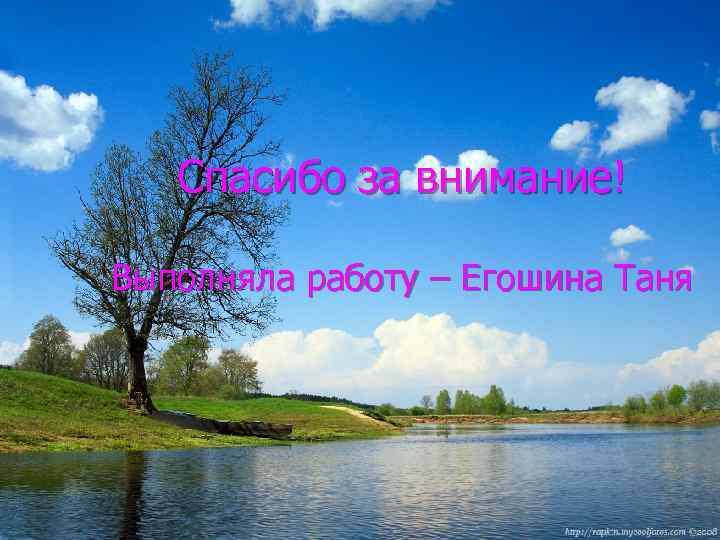 Спасибо за внимание! Выполняла работу – Егошина Таня 