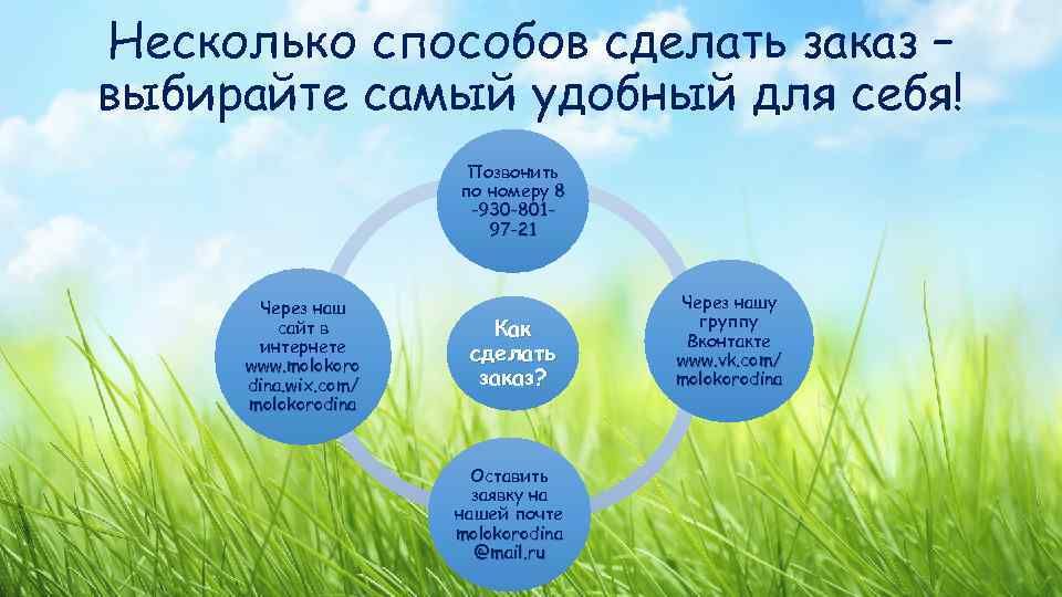 Несколько способов сделать заказ – выбирайте самый удобный для себя! Позвонить по номеру 8