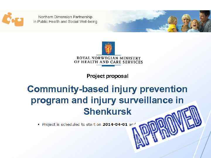 Project proposal Community-based injury prevention program and injury surveillance in Shenkursk 