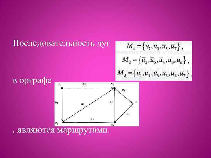 Последовательность дуг в орграфе , являются маршрутами. 