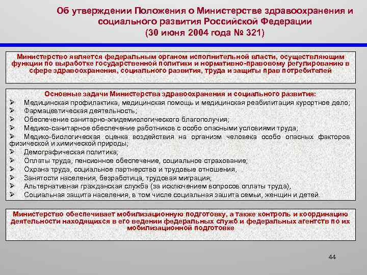 Об утверждении Положения о Министерстве здравоохранения и социального развития Российской Федерации (30 июня 2004