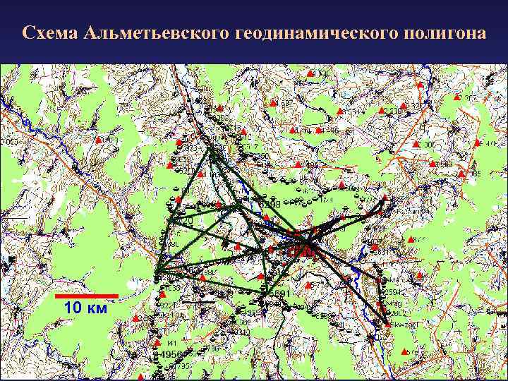 Схема Альметьевского геодинамического полигона 10 км 