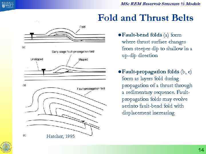 MSc REM Reservoir Structure ½ Module Fold and Thrust Belts l Fault-bend folds (a)