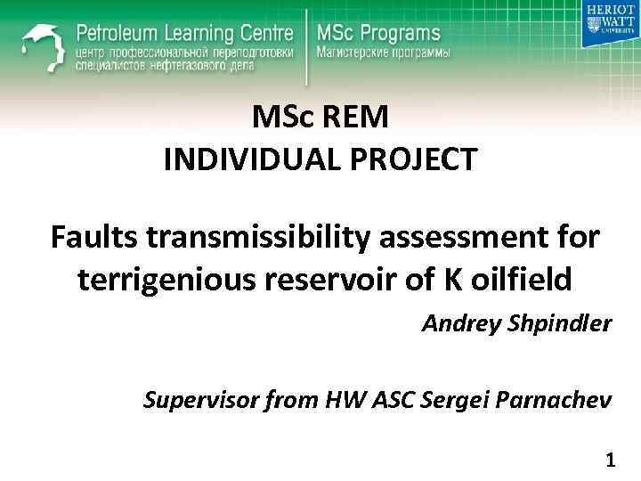 MSc REM INDIVIDUAL PROJECT Faults transmissibility assessment for terrigenious reservoir of K oilfield Andrey