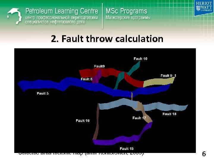2. Fault throw calculation Selected area tectonic map (after Kontorovich, 2003) 6 