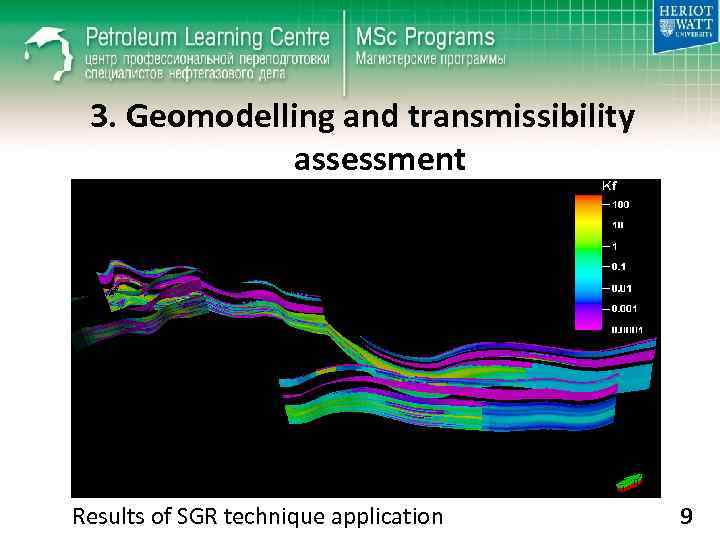 3. Geomodelling and transmissibility assessment Methods Mean Eff. K m. D SGR 0. 9