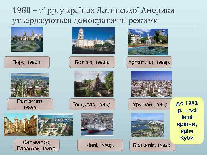 1980 – ті рр. у країнах Латинської Америки утверджуються демократичні режими Перу, 1980 р.