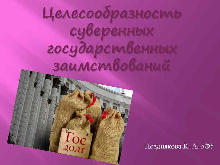 Целесообразность суверенных государственных заимствований Позднякова К. А. 5 Ф 5 