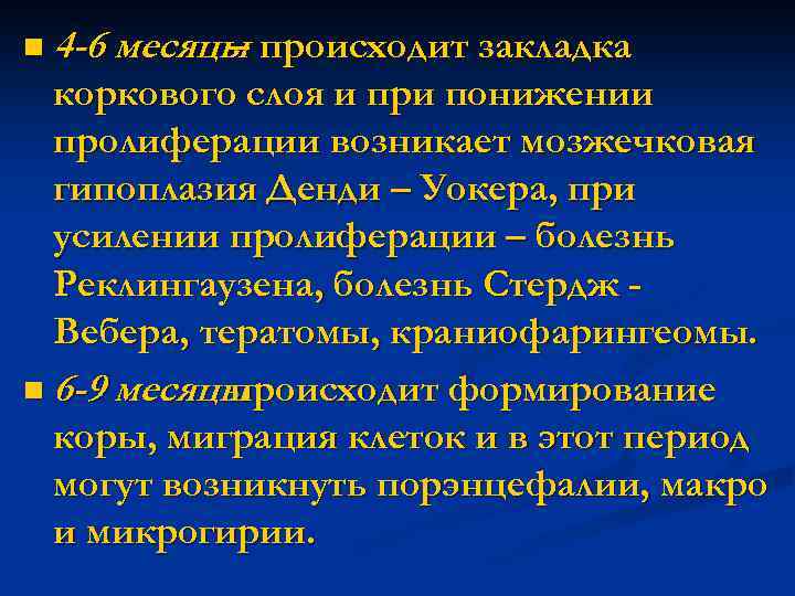 n 4 -6 месяцы происходит закладка – коркового слоя и при понижении пролиферации возникает