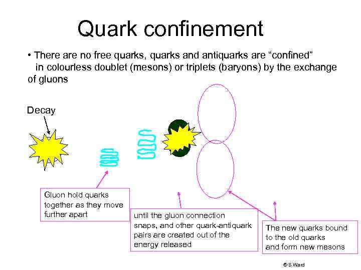 Quark confinement • There are no free quarks, quarks and antiquarks are “confined” in