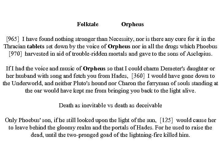 Folktale Orpheus [965] I have found nothing stronger than Necessity, nor is there any