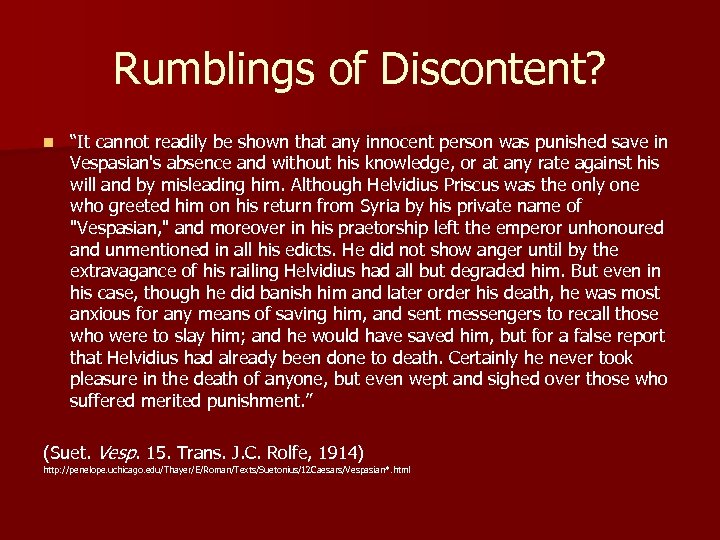 Rumblings of Discontent? n “It cannot readily be shown that any innocent person was