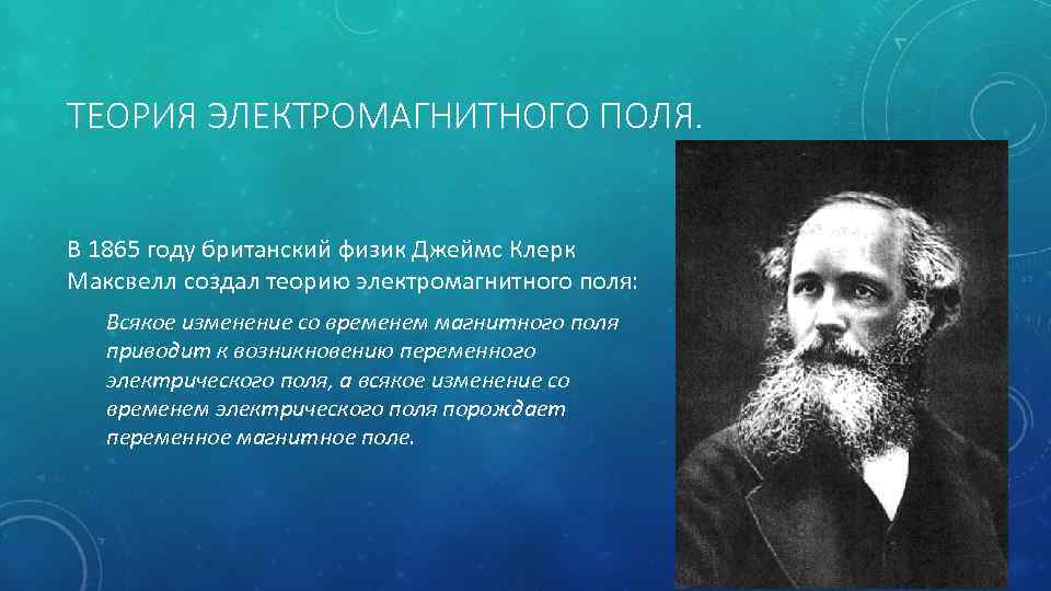 Максвелл создал теорию электромагнитного поля