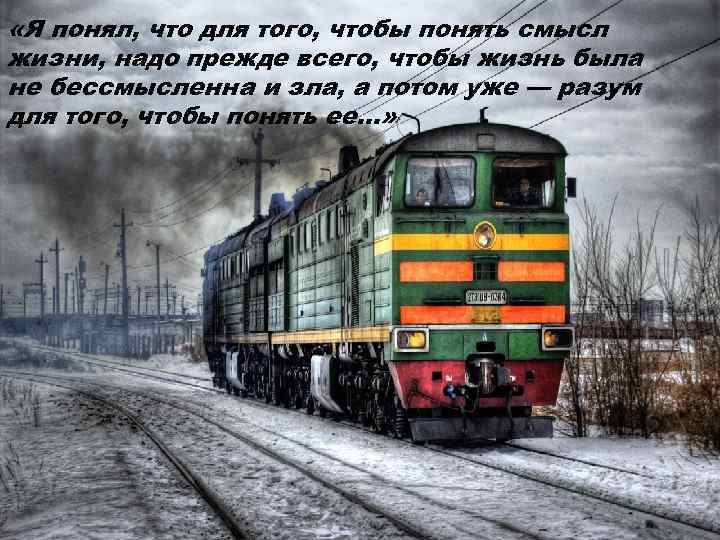  «Я понял, что для того, чтобы понять смысл жизни, надо прежде всего, чтобы