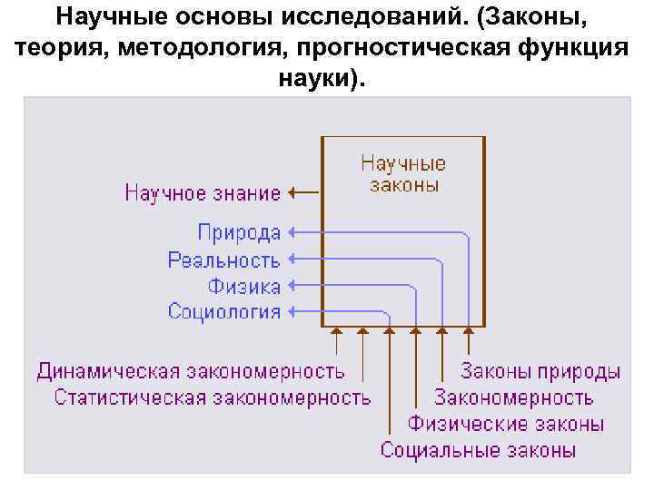 Научные основы исследований. (Законы, теория, методология, прогностическая функция науки). 