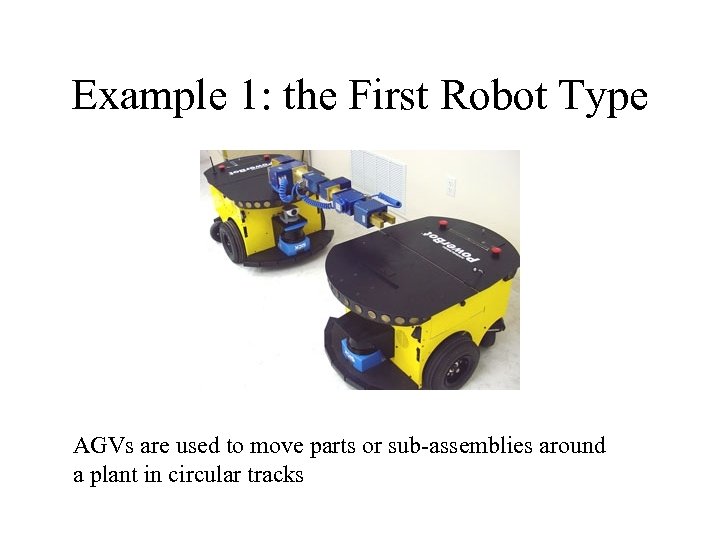 Example 1: the First Robot Type AGVs are used to move parts or sub-assemblies