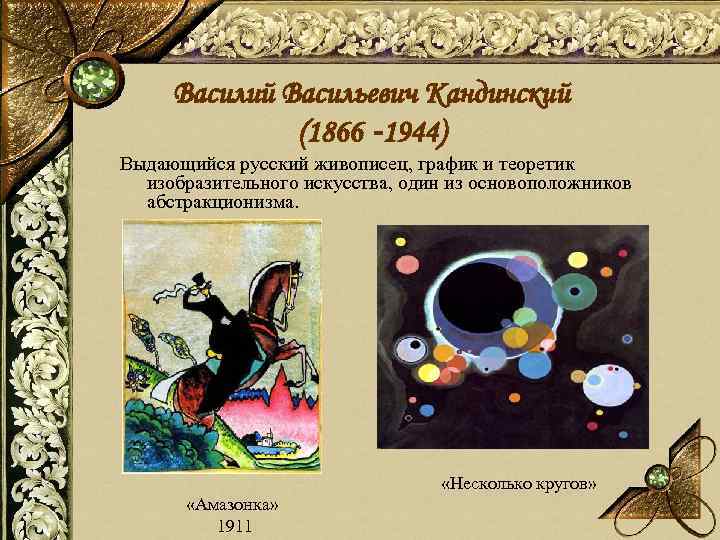 Василий Васильевич Кандинский (1866 -1944) Выдающийся русский живописец, график и теоретик изобразительного искусства, один