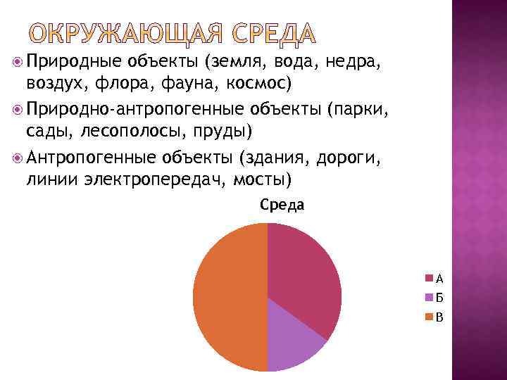  Природные объекты (земля, вода, недра, воздух, флора, фауна, космос) Природно-антропогенные объекты (парки, сады,
