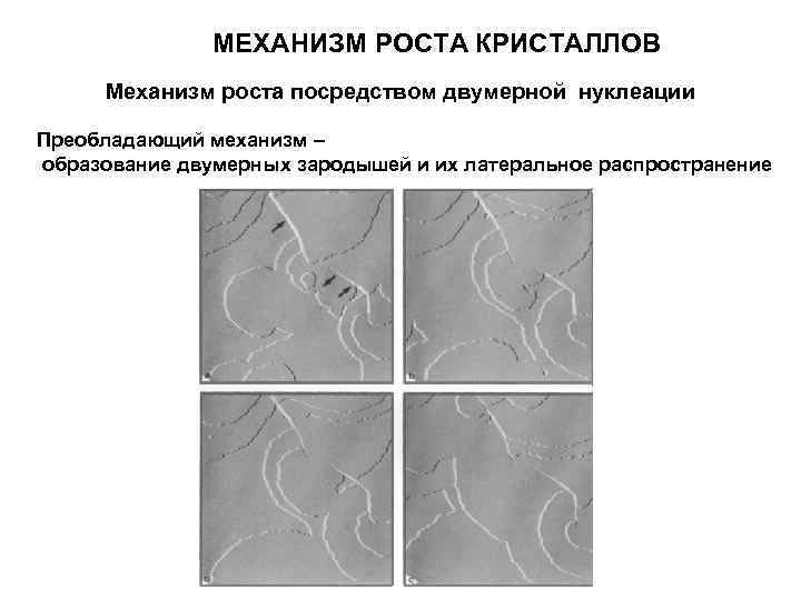 МЕХАНИЗМ РОСТА КРИСТАЛЛОВ Механизм роста посредством двумерной нуклеации Преобладающий механизм – образование двумерных зародышей