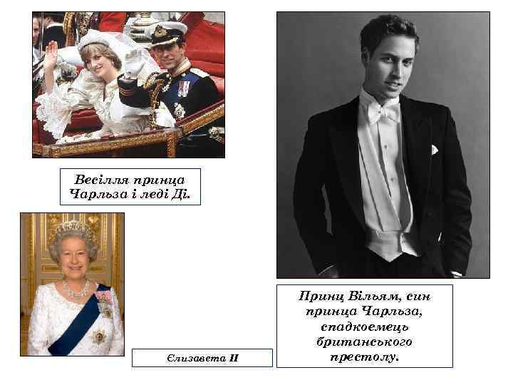 Весілля принца Чарльза і леді Ді. Єлизавета II Принц Вільям, син принца Чарльза, спадкоємець