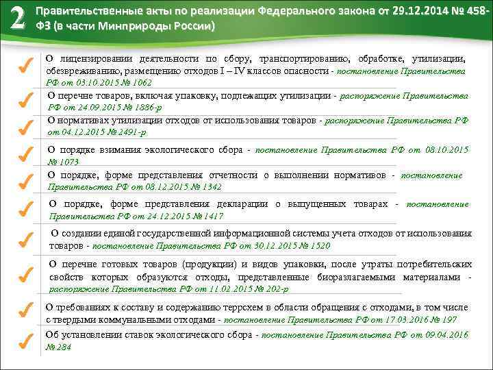 2 Правительственные акты по реализации Федерального закона от 29. 12. 2014 № 458 ФЗ