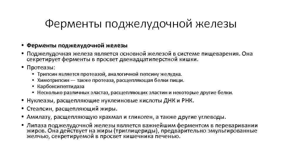Ферменты поджелудочной железы • Поджелудочная железа является основной железой в системе пищеварения. Она секретирует