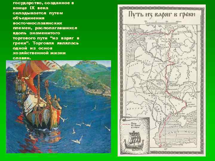 государство, созданное в конце IX века складывается путем объединения восточнославянских племен, располагавшихся вдоль знаменитого