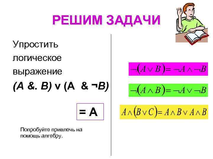 Упростить логическое выражение. Задачи на упрощение логических выражений. Упростить выражение с помощью законов алгебры логики. Упрощение информации.