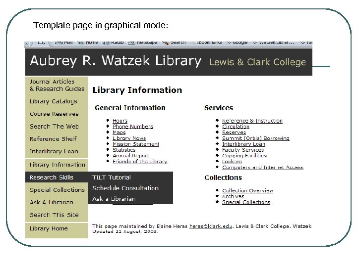 Template page in graphical mode: 